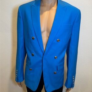 Burberry Wool Tailored Jacket Vivid Blue It 50 / US40 Oversized New w/ Tags